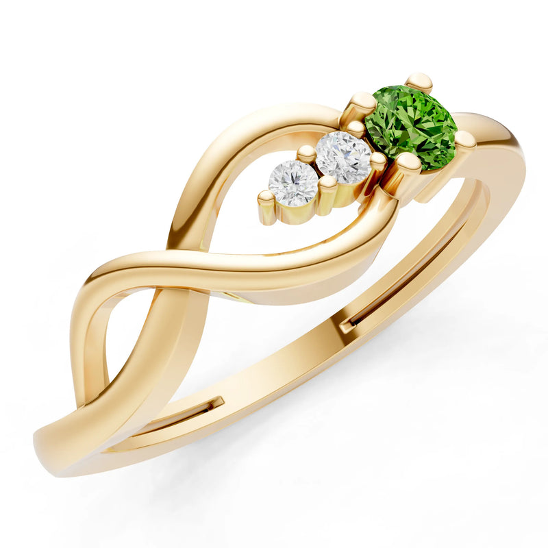 Intertwined Three-Stone Ring