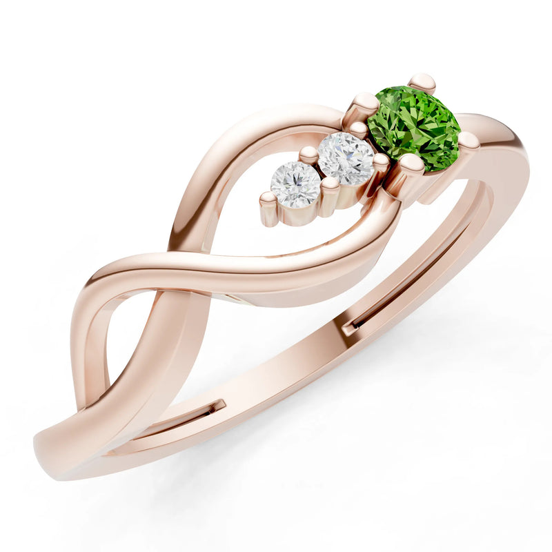 Intertwined Three-Stone Ring