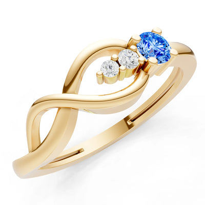 Intertwined Three-Stone Ring