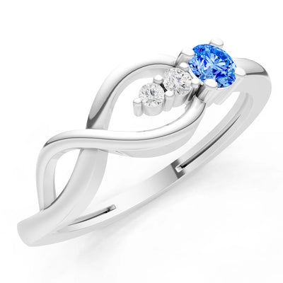 Intertwined Three-Stone Ring