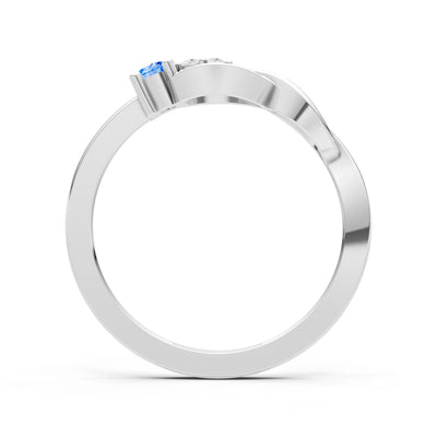 Swiss Blue Topaz Intertwined Three-Stone Ring