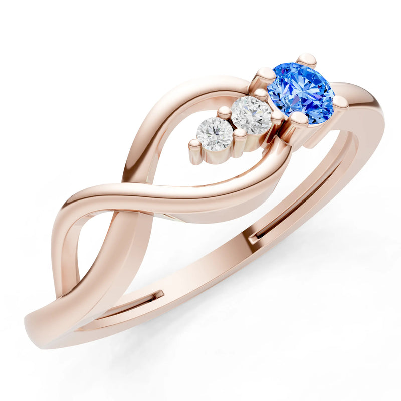 Intertwined Three-Stone Ring