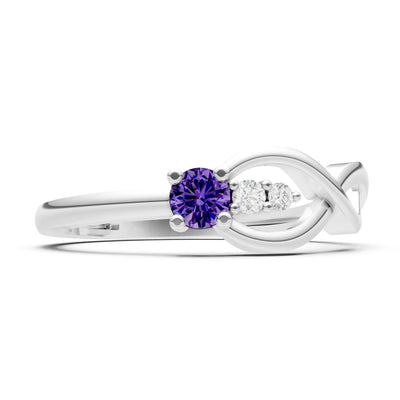 Amethyst Intertwined Three-Stone Ring