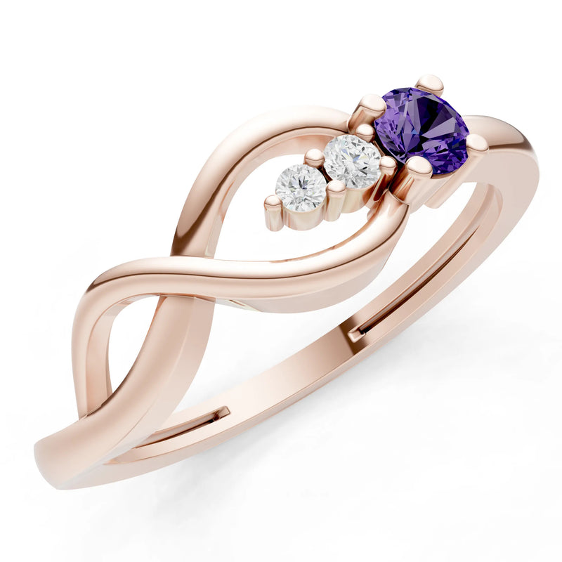 Intertwined Three-Stone Ring