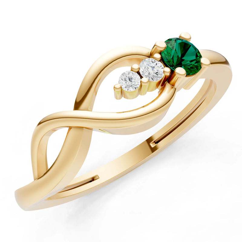 Intertwined Three-Stone Ring