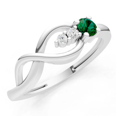 Intertwined Three-Stone Ring