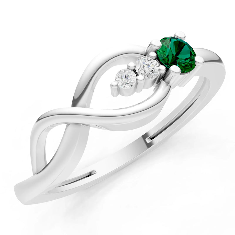 Intertwined Three-Stone Ring