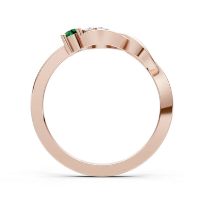 Emerald Intertwined Three-Stone Ring