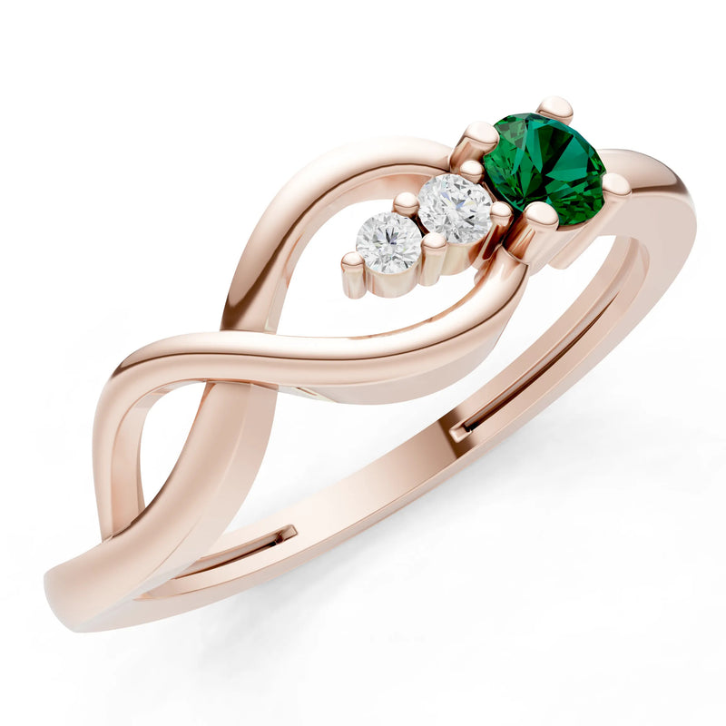 Intertwined Three-Stone Ring