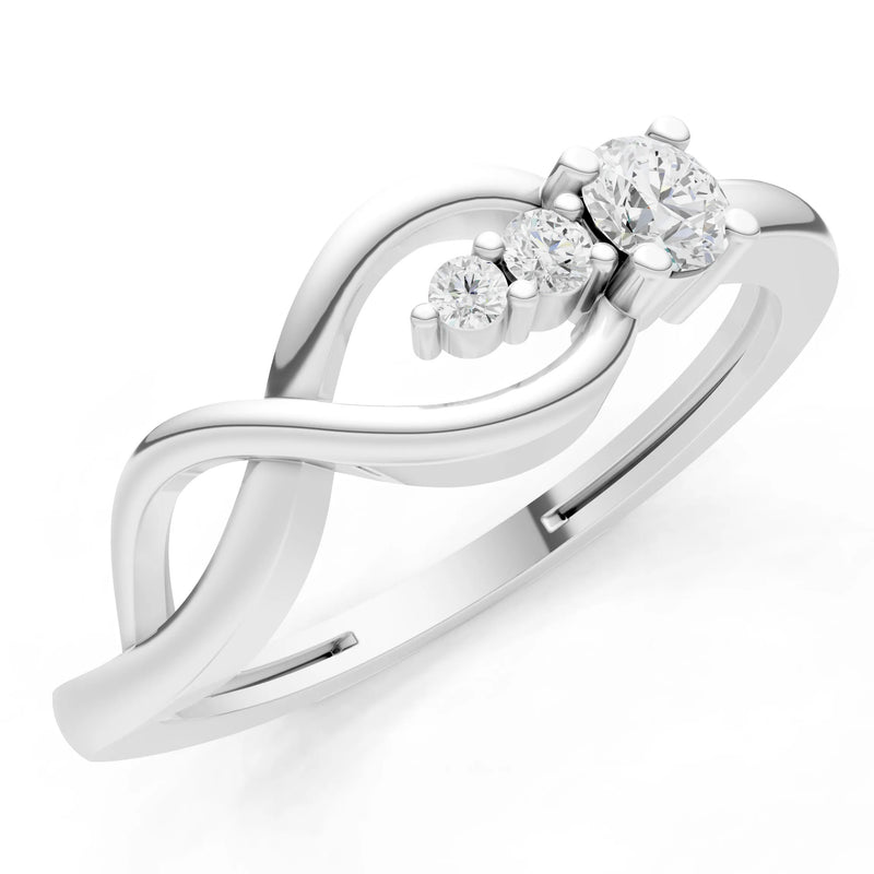 Intertwined Three-Stone Ring