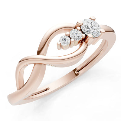 Intertwined Three-Stone Ring