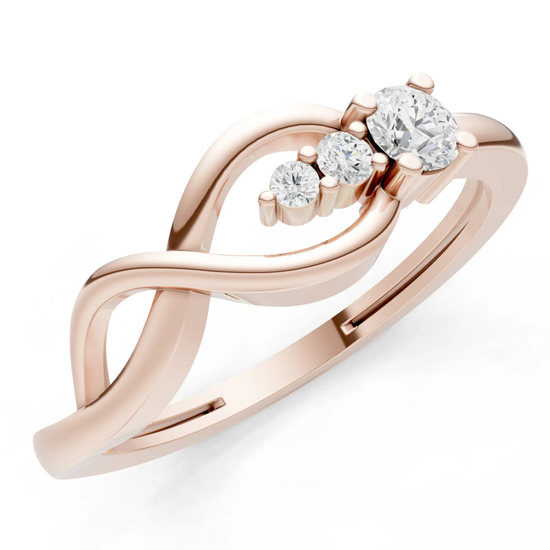 Intertwined Three-Stone Ring