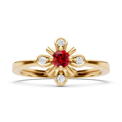 Floral Cluster Nova Bloom Ring - Round