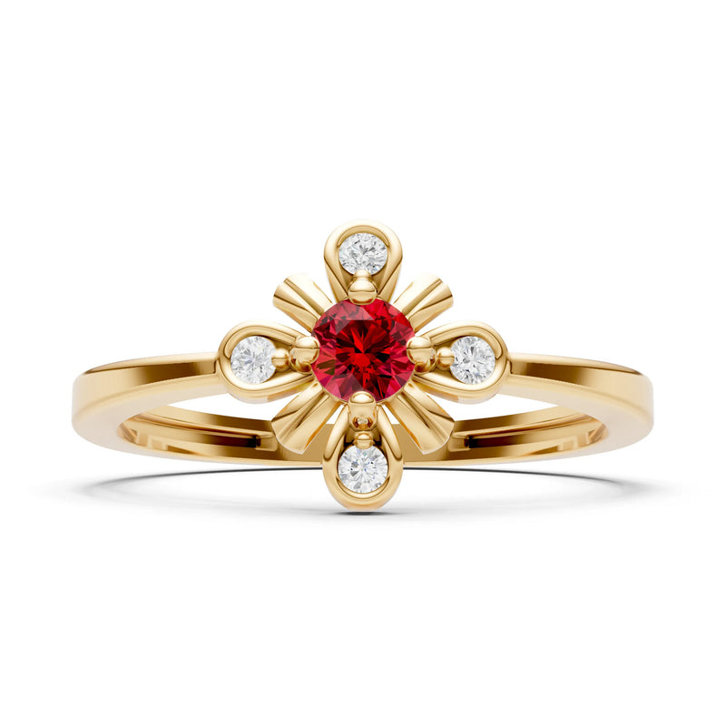 Floral Cluster Nova Bloom Ring - Round