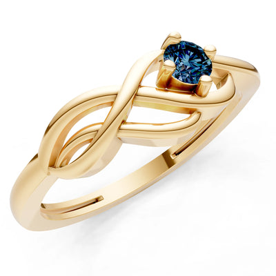 Intertwined Solitaire Lyra Orbit Ring