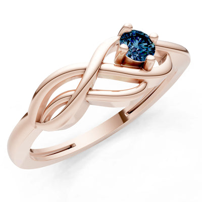 Intertwined Solitaire Lyra Orbit Ring