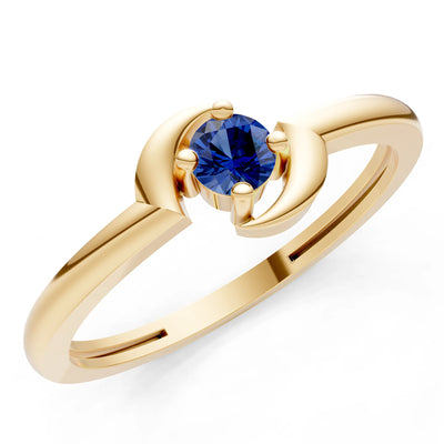 Blue Sapphire Petite Solitaire Orion Ring