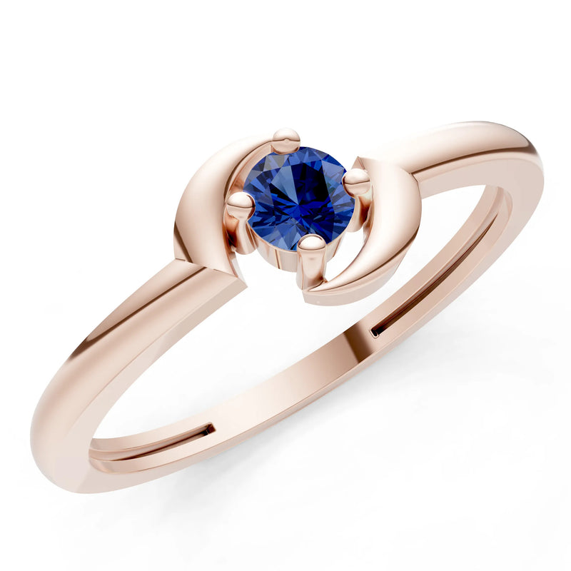 Blue Sapphire Petite Solitaire Orion Ring