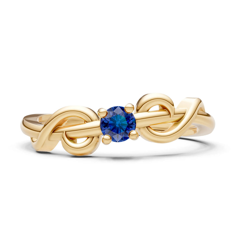 Double Knot Tiny Solitaire Andromeda Twist Ring - Round