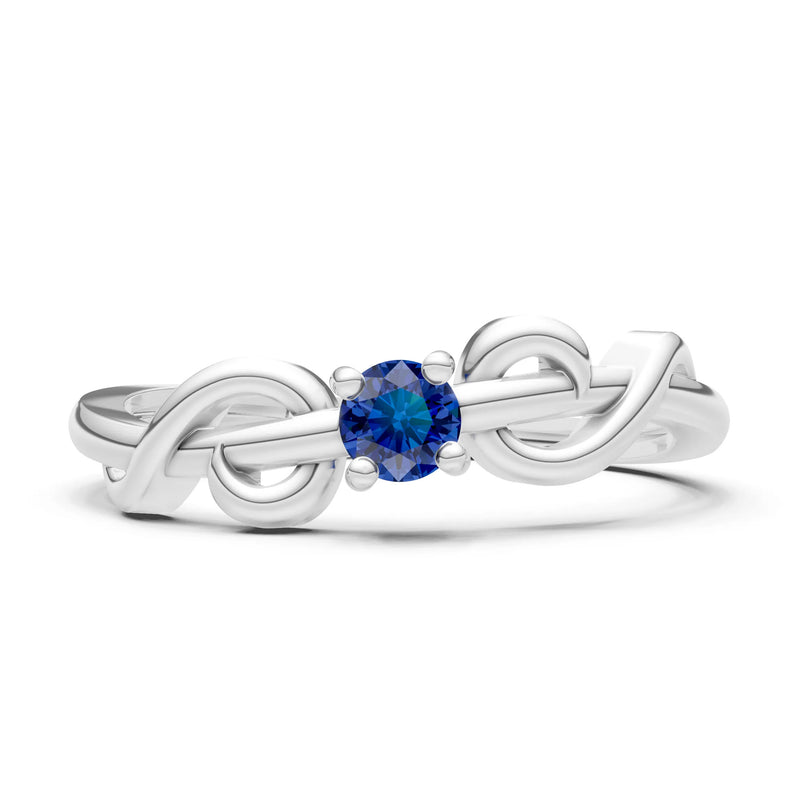 Double Knot Tiny Solitaire Andromeda Twist Ring - Round
