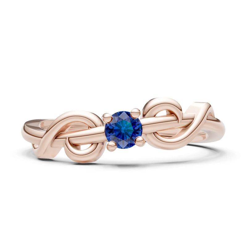 Double Knot Tiny Solitaire Andromeda Twist Ring - Round