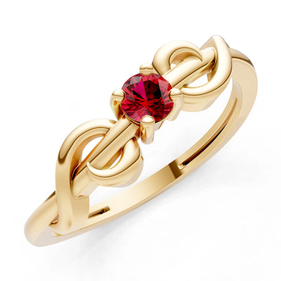 Double Knot Tiny Solitaire Andromeda Twist Ring - Round