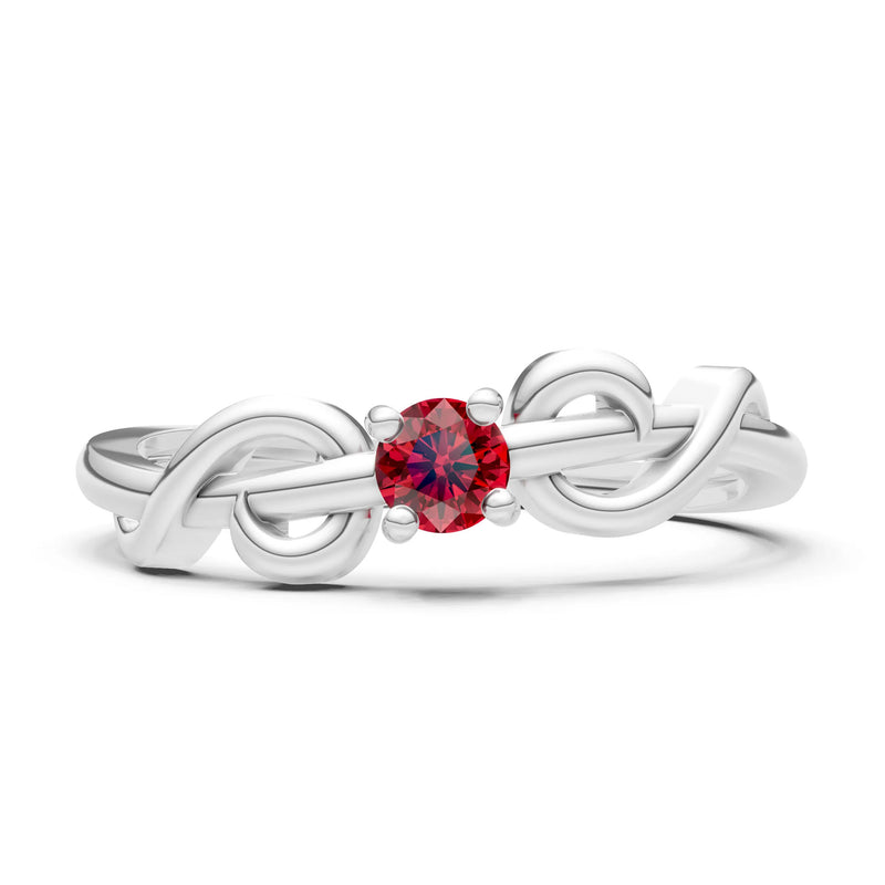 Double Knot Tiny Solitaire Andromeda Twist Ring - Round