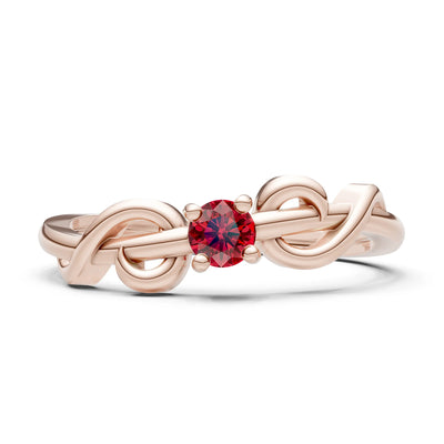 Double Knot Tiny Solitaire Andromeda Twist Ring - Round