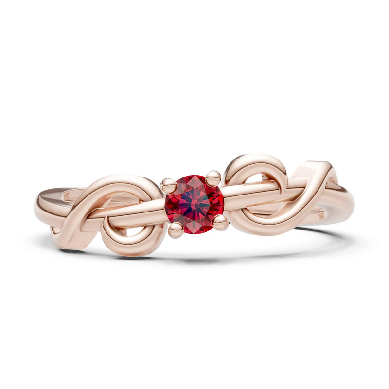 Double Knot Tiny Solitaire Andromeda Twist Ring - Round
