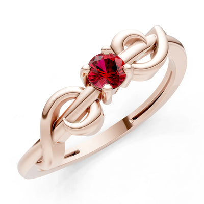 Double Knot Tiny Solitaire Andromeda Twist Ring - Round