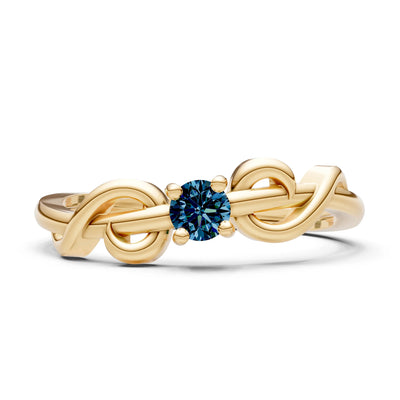 Double Knot Tiny Solitaire Andromeda Twist Ring - Round