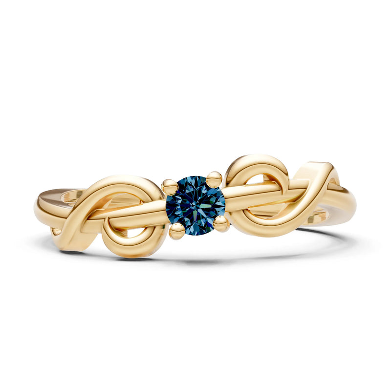 Double Knot Tiny Solitaire Andromeda Twist Ring - Round