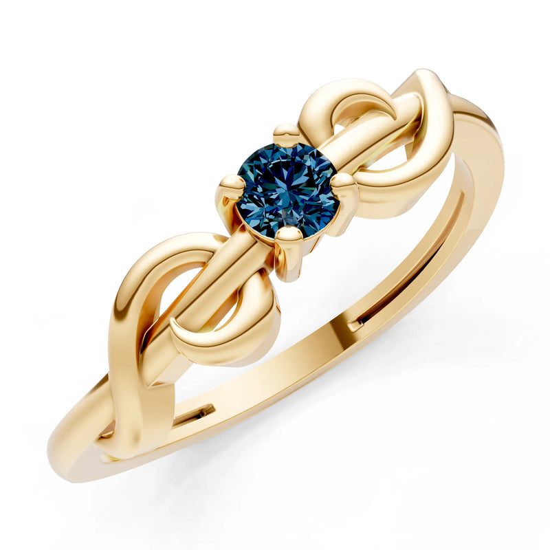 Double Knot Tiny Solitaire Andromeda Twist Ring - Round