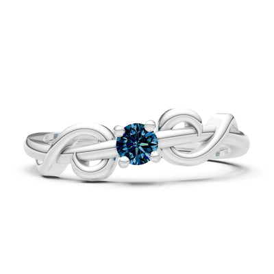 Double Knot Tiny Solitaire Andromeda Twist Ring - Round