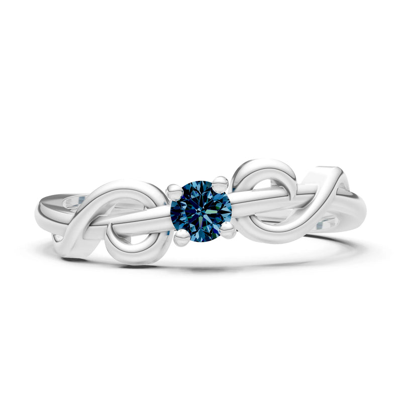 Double Knot Tiny Solitaire Andromeda Twist Ring - Round