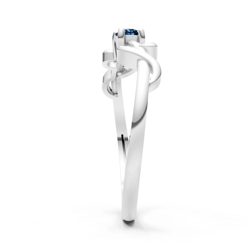 Double Knot Tiny Solitaire Andromeda Twist Ring - Round