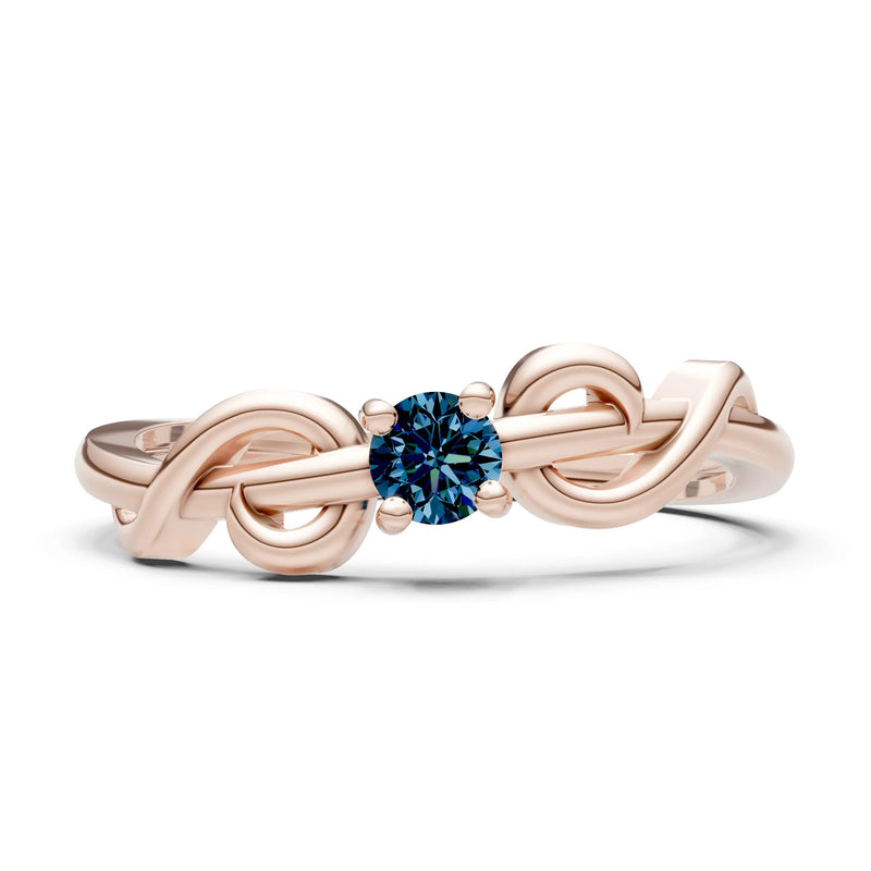 Double Knot Tiny Solitaire Andromeda Twist Ring - Round
