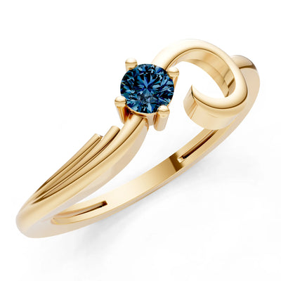 Scroll Accent Solitaire Ring