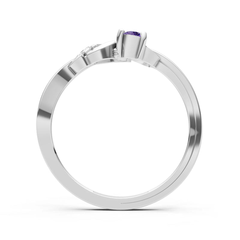 Twist Accent Dainty Solitaire Ring