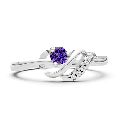 Twist Accent Dainty Solitaire Ring
