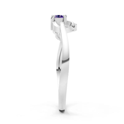 Twist Accent Dainty Solitaire Ring