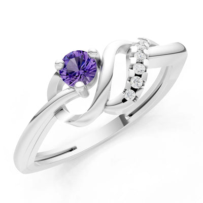 Twist Accent Dainty Solitaire Ring