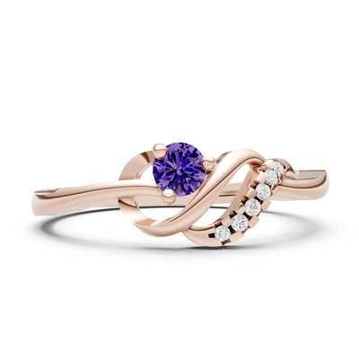 Twist Accent Dainty Solitaire Ring