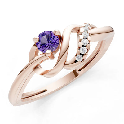 Twist Accent Dainty Solitaire Ring