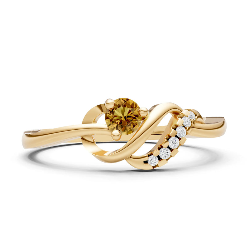 Twist Accent Dainty Solitaire Ring