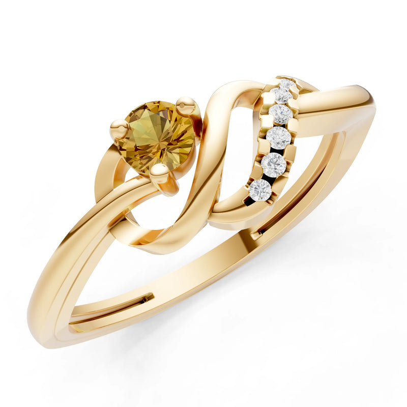 Twist Accent Dainty Solitaire Ring