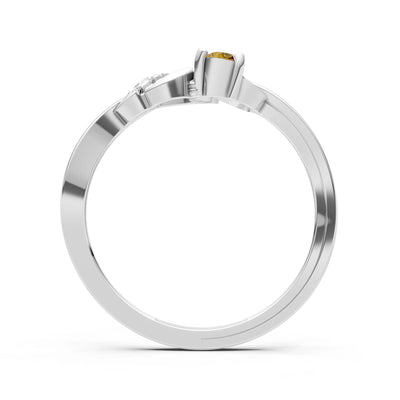 Twist Accent Dainty Solitaire Ring