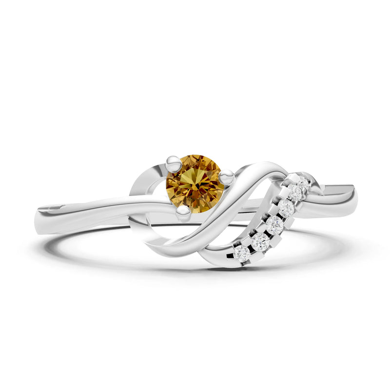 Twist Accent Dainty Solitaire Ring