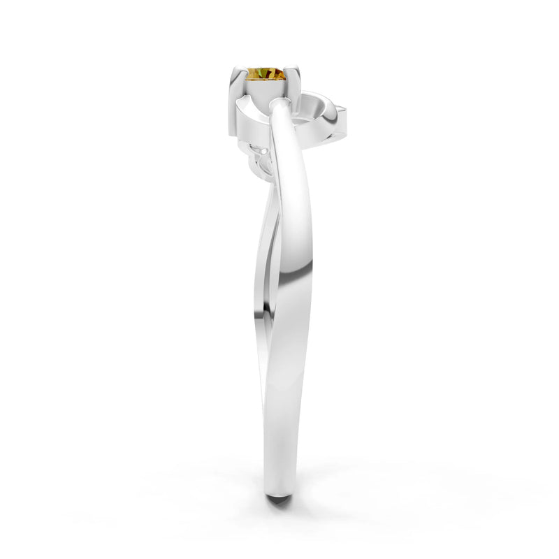 Twist Accent Dainty Solitaire Ring