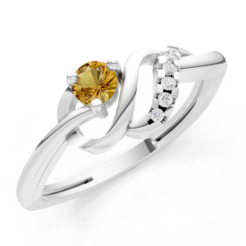 Twist Accent Dainty Solitaire Ring